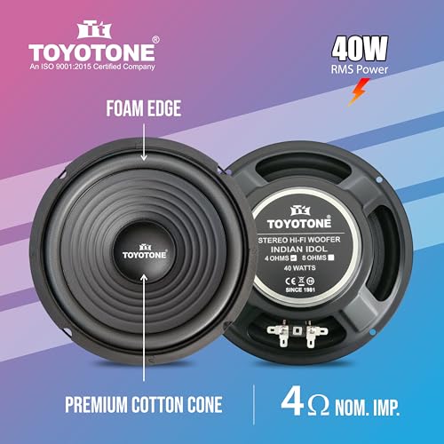 Image of 8 inch Inch Indian-Idol Series Stereo HI-FI Woofer Speaker | Copper Coil | Impedance 4 Ohms | 90 * 17MM Magnet | 40 Watt for Car and Home