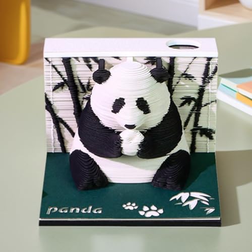 Calendario 3D 2026 con Reloj Panda Paper Art para Escritorio 3