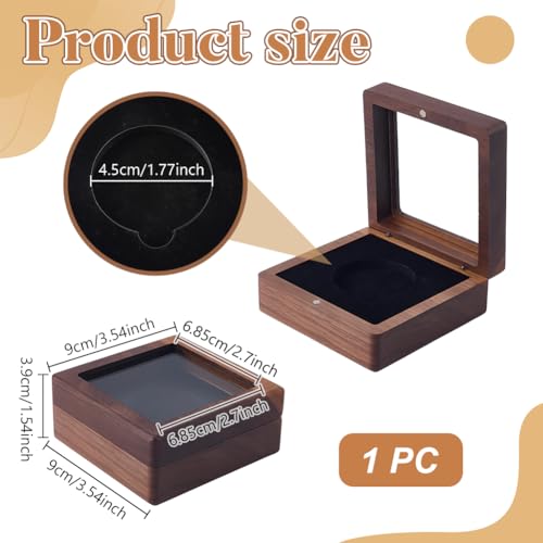 Caja de exhibición de monedas de madera con inserto negro miniatura 2