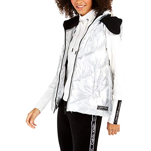 Calvin Klein Performance Womens Quilted Cold Weather Vest Silver M
