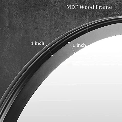 Honiway Small Mirror For Wall Decor 18 Inch Round Bathroom Mirror Wood Frame Circle Mirror Wall Mounted Decor Entryway Hall Hanging Circular Mirror For Bedroom Living Room #TOP1