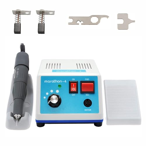 Zcafmfzf Upgraded Marathon-4 Micromotor For Woodcarving, Jewelry, Ceramics, H37L1 Handpiece - 35,000RPM Stepless Speed Control with Foot Pedal