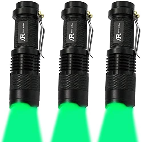 AR happy online 3 Pack Green Light Flashlight, 3 Modes Mini Green LED Flashlight, Zoomable Green Flashlight Tactical Torch with Clip for Hunting, Astronomy Observation, Night Vision