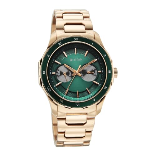 Image of Titan Regalia Opulent VI Men's Dress Watch with Two-Eye Multifunction Panda Dial and Steel Bimetal Strap