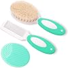 Baby haarb rste und Kamm Set f r Neugeborene & Kleinkinder Nat rliche Weiche Ziegenborsten Ideal f r Cradle Cap Geschenk zur Baby registrierung Gr n