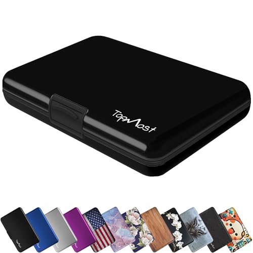 TopMost Aluminum Wallet, Card Case Wallet, Metal RFID Credit Card Holder for Men & Women, 6 Cotton Slots for 10-12 Cards And Bills, Rfd Protective (Black)