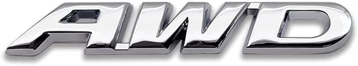 3D Chrome Metal AWD Logo Car Emblem Small All Wheel Drive Badge Off Road Sticker Pickup Truck SUV Decal (Silver)