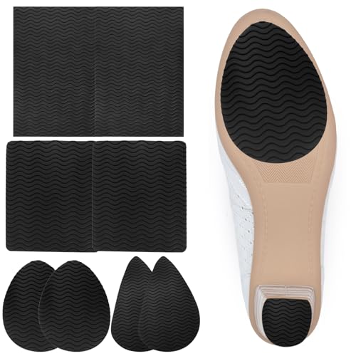 8 STK Anti Rutsch Sohle Pads, Anti-rutsch Schuhsohlen Protektoren, rutschfeste Selbstklebende Schuhsohlen Reparatur für Schuhe, Antirutsch Silikon Gummipads zum Aufkleben(4 Stile, Schwarz)
