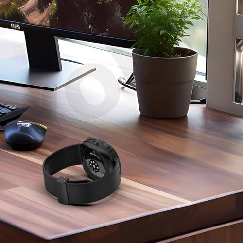 Image of YODI Watch Band Compatible with Samsung Galaxy Watch 7 Ultra Band 47mm Smartwatch, Soft Classic Strap Bands Genuine Hybrid Leather For Men Women (Black)