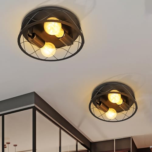 Sunco 2 Pack Farmhouse 2-Light Flush Mount Ceiling Fixtures, 10" Diameter