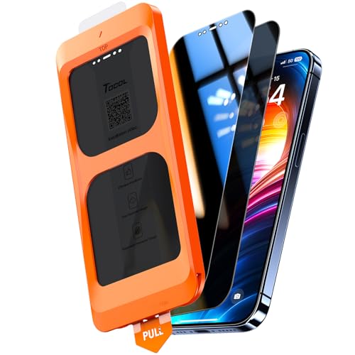 Image of TOCOL Privacy Screen Protector for iPhone 12 Pro Max 9H Hardness Military Grade Shatterproof HD Tempered Glass Full Coverage Easy Installation 2 Pack