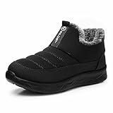 SHIBEVER Winter Snow Shoes for Women Fleece Lined Boots Waterproof Insulated Ankle Boots Slip On Boots Black Size 9