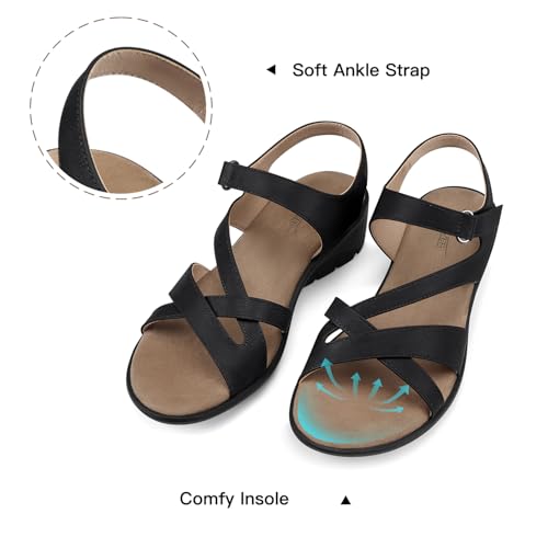 Image of SHIBEVER Wedge Sandals for Women Dressy: Comfortable Low Heel Sandals | Adjustable Casual Dress Shoes with Cushioned Insole and Non-Slip Sole, All-Day Walking