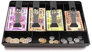 Divinext Plastic Cash Tray (7 Compartment, Black)