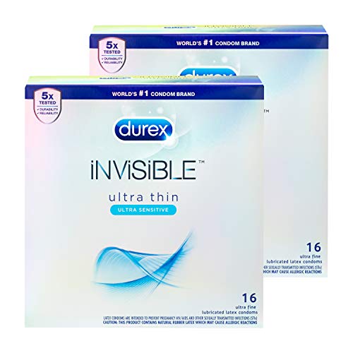 Condoms, Ultra Thin and Ultra Sensitive Lubricated Natural Rubber Latex, Durex Invisible Condoms
