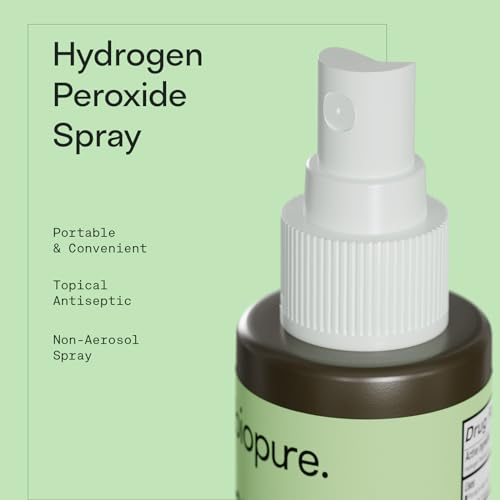 Image of Biopure Hydrogen Peroxide 6 Fl Oz Spray - Convenient Non-Aerosol Spray Bottle with 3% Hydrogen Peroxide| Hydrogen Peroxide 3% First Aid Topical Antiseptic for Minor Cuts and Abrasions (24-Pack)