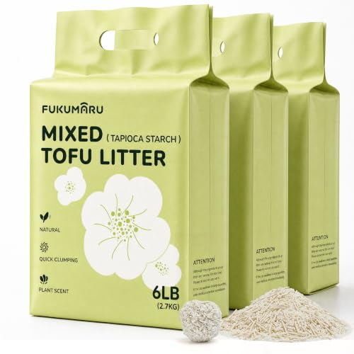 Image of FUKUMARU Tofu Cat Litter, Cassava Blend, Clumping, Odor Control, 18lb | Cassava Blend, Firm Clumping, Easy Scooping, Odor Control, Gardenia Scent