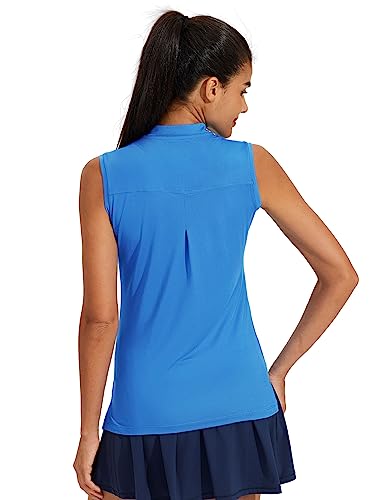 Willit Women's Sleeveless Golf Shirts Polo Tennis Tank Upf 50+ Lightweight Quick Dry Athletic Shirts Brilliant Blue L #TOP4