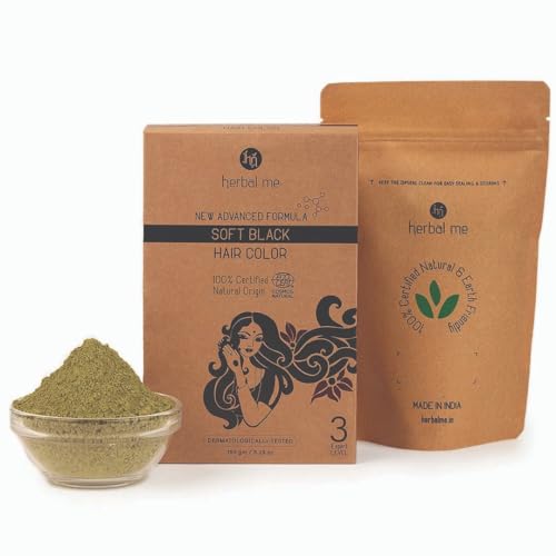 HM Herbal Me Soft Black Natural Hair Color (150gm) | CERTIFIED 100% Natural by Ecocert Greenlife (France)