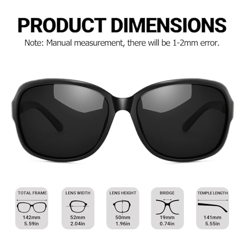 LVIOE Polarized Sunglasses for Women Retro Oversized Shades with UV400 Protection LS81583