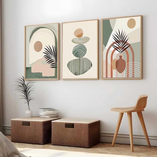 Image of Kalit Kala Decor Home Decor Boho Painting Decorative Wall Art poster With Frame For Living Room Bed Room Hotel Wall Decor Digital Reprint Set of 3 (19X25 inch)