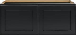 Kitchen Wall Bridge Cabinets, Wall Cabinet, Mounted Wooden Storage Cabinet, 2 Soft Close Doors, Over The Fridge Cabinet, RTA, Unassembled (Graphite, 36" W x 15" H x 12" D)