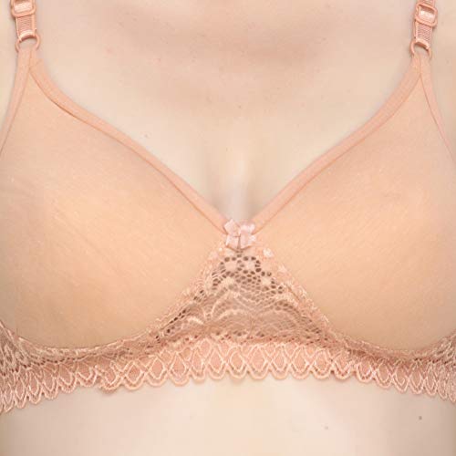 Image of Lace Padded Everyday Padded Bra for Women - Made of Pure Cotton Full Coverage Over Size Non Wired Pushup Soft Cup for T-Shirt Saree Dress Sports Garment for Daily Use Everyday