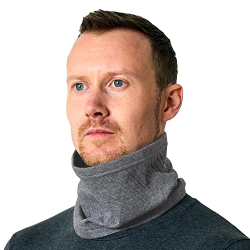 100% Organic Cotton Neck Gaiter - All Season Mens Womens Wide 2 in 1 Headband Loop Infinity Scarf Dark Gray