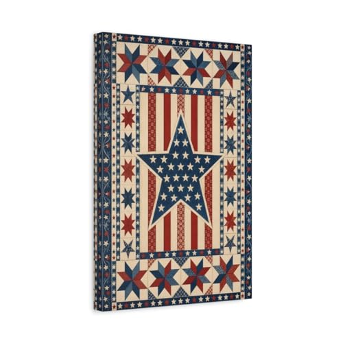 Impression sur toile patriotique vintage grand format 30x45 cm avec châssis de 3 cm