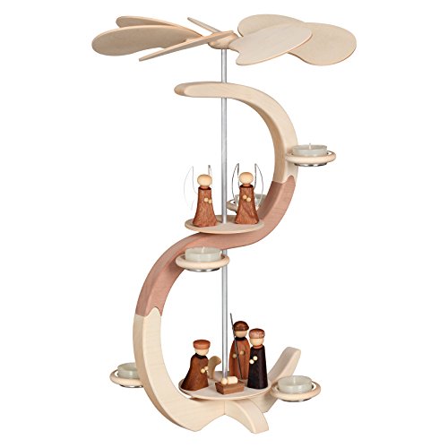 Pirámide de Navidad Arco piramidal, un Piso, 46 cm. de Alto, Natural, Original de los Montes Metálicos (Erzgebirge) Arte Popular de la Ciudad de Seiffen SV 16301