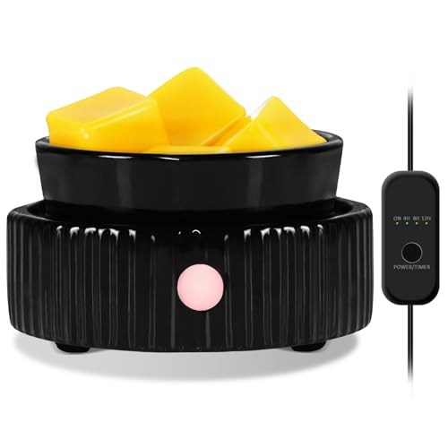 Wax Melt Warmer with 4 Timer & PTC Heating- Ceramic Fragrance 3-in-1 Oil Burner Electric Candle Wax Melter for Home Office Bedroom Fragrance, Home DΓ©cor and Gift Choice Black Pinstripe
