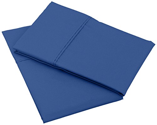 Image of Amazon Basics 400 Thread Count 100% Cotton Pillow Cases, Soft & Breathable Sateen Weave, Machine Wash, Standard Size, 20 inch x 30 inch, Navy, Set of 2