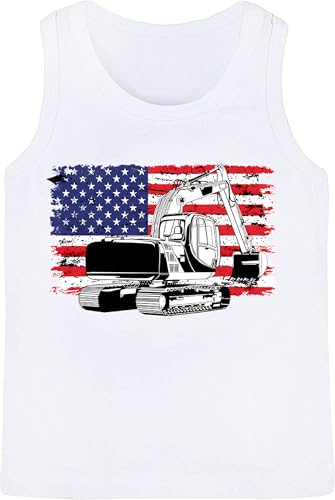 Image of 4th of July Tank Tops Toddler Boys American Flag Shirts Kids Patriotic T-Shirts Sleeveless Top 100% Cotton Tees 1-7T