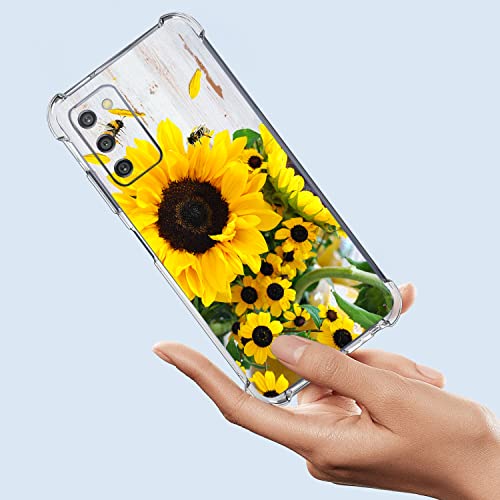 Beaucov Galaxy A03S Case, Sunflower Bee Drop Protection Shockproof Case Tpu Full Body Protective Scratch-Resistant Cover For Samsung Galaxy A03S #TOP2