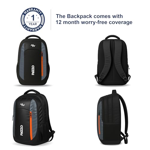 Lunar's Luxur 40L Laptop Backpack Black Black-Grey-Orange - Image 4