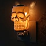 STAR MOON Skull Wax Warmer Plug in for Home Décor, Wax Warmer Night Light, Home Fragrance Diffuser, Bas-Relief Craft, 360 ° Rotatable 3-prongs Plug, No Flame, with One More Bulb, Skull