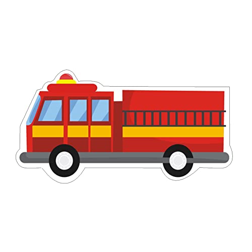 Image of Pretty Ur Party Fire Truck Theme Paper Cutouts for Birthday Parties, Party Supplies decor, Birthday Party Decoration Cut-Outs - Red (10 pcs)