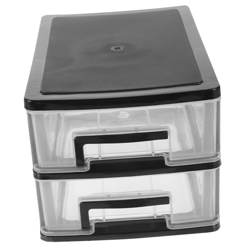 TOVINANNA 2 引き出しタイプの収納オーガナイザー アートビン 本当 クラフト収納引き出し 卓上 makeup organizer storage 化粧品収納ホルダー 雑貨ホルダー Black