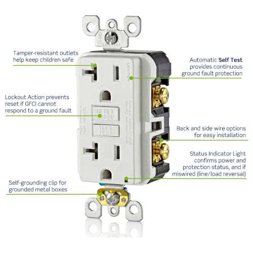 Image of Leviton Slim GFCI Outlet, Tamper-Resistant, 20 Amp, GFTR2-E, Black