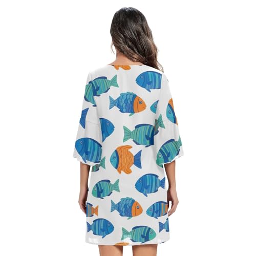 Robe en mousseline bleu Cute Fish idéale pour vos soirées d'été