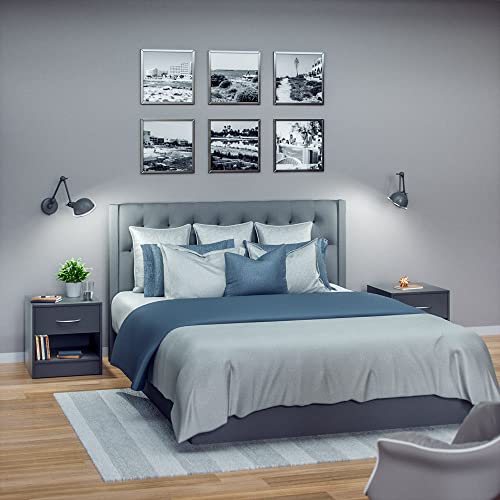 CASARIA 2X Nachttisch mit Schublade Anthrazit – Ansicht 2
