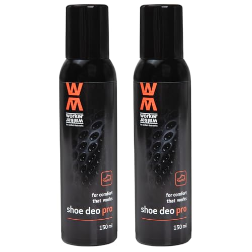 Spray désodorisant pour chaussures de travail, de loisirs et de sport avec nanoparticules d'argent | Spray pour les pieds pour éliminer les odeurs | Spray anti-odeurs | 2x150 ml | Worker Walker