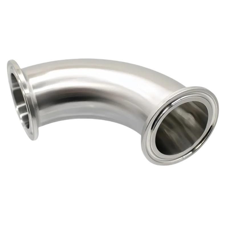 Codo de 90 Grados con Abrazadera Triple de 3" y 76 mm (diámetro Exterior de 91 mm) de Acero Inoxidable 304