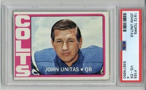 1972 TOPPS #165 JOHNNY UNITAS FOOTBALL CARD BALTIMORE COLTS PSA 4 NEW LABEL RARE