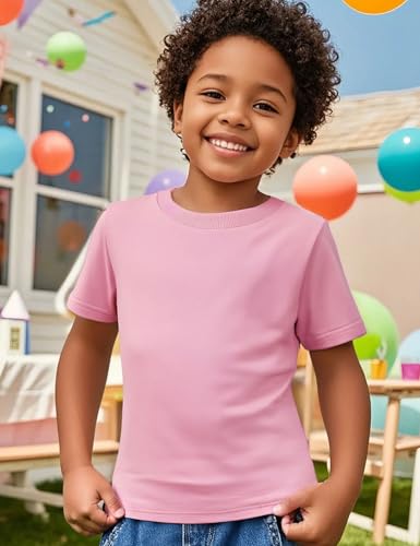 COSLAND Boys' 100% Cotton Heavyweight Short Sleeve Crewneck T Shirt4