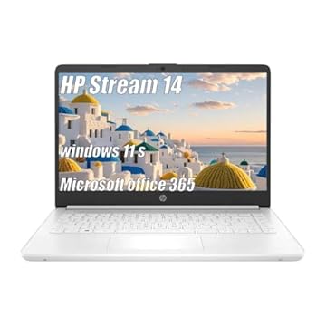 HP Laptop Stream de 14 polegadas para estudantes, Intel Celeron N4120, 16 GB de RAM, 64 GB eMMC, Microsoft 365 com armazenamento na nuvem de 1 TB, webcam 720p, Windows 11 S, bateria de longa duração