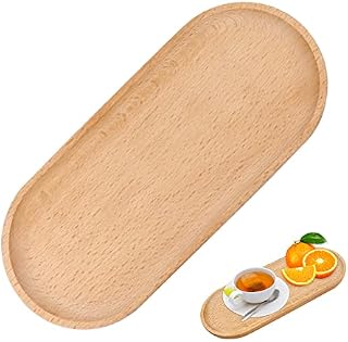 Stickerboy Oval Wood Tray 23x10cm Wooden Serving Platter Wooden Dessert Tray Snack Fruit Decorative Tray for Home Decoration, Dessert, Biscuit, Bread