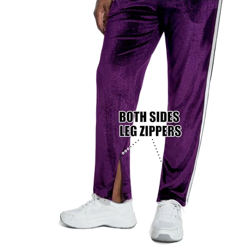 ANOTWENER Men's 2 Piece Tracksuits Velour Sweatsuits Athletic Fit Velvet Outfit Jogging Full Zip Jacket Pants Set3