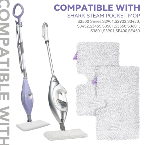 Image of S3501 For Shark Steam Pocket Mop Pads: Washable Steam Mop Replacement Pads For Shark Steamer S3601D S3601 S3801CO S3901 S3550 SE450 (6Pack)