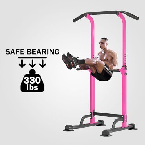 Image of SogesPower Power Tower Dip Station Pull Up Bar for Home Gym Adjustable Height Strength Training Workout Equipment,Pull Up Bar Station